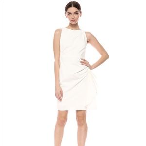 Laundry White Ruched Ruffle Dress